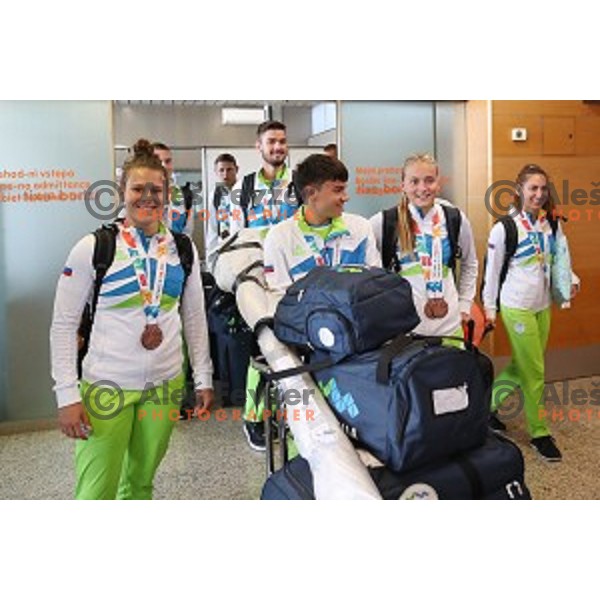 Slovenia Youth Olympic team from Buenos Aires Youth Olympic games at Ljubljana Airport on October 20, 2018