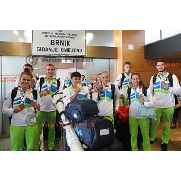 Slovenia Youth Olympic team from Buenos Aires Youth Olympic games at Ljubljana Airport on October 20, 2018