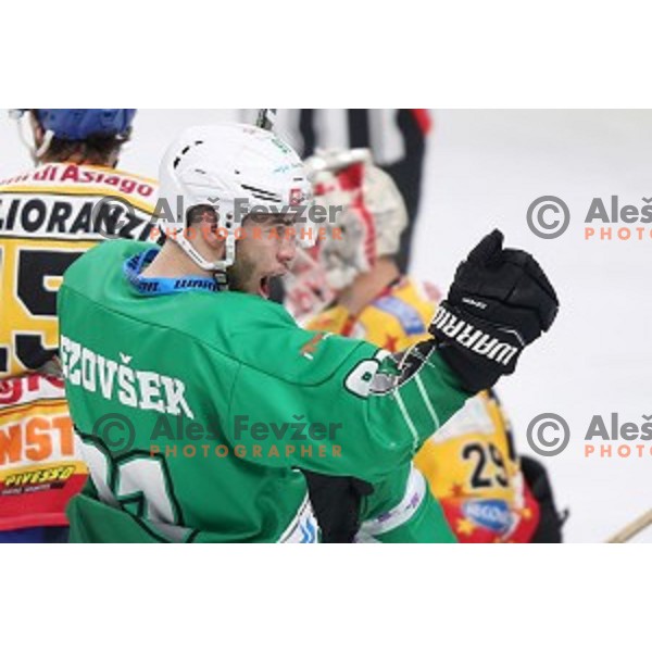 Zan Jezovsek of SZ Olimpija in action during Alps League ice-hockey match between SZ Olimpija and Asiago in Tivoli Hall, Ljubljana, Slovenia on October 20, 2018