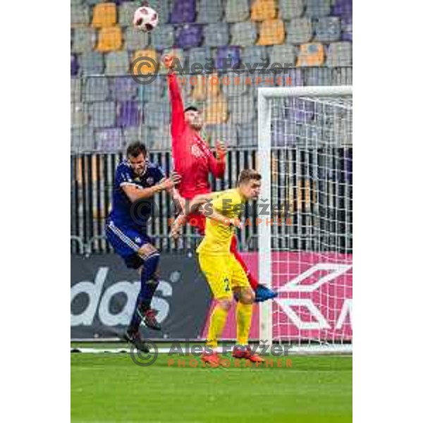 Sasa Ivkovic of Maribor vs Ajdin Mulalic of Domzale in action during soccer match between Maribor and Domzale, Round 1 of Slovenian Cup 2018/19 quarterfinal, played in Ljudski vrt, Maribor, Slovenia on October 23, 2018
