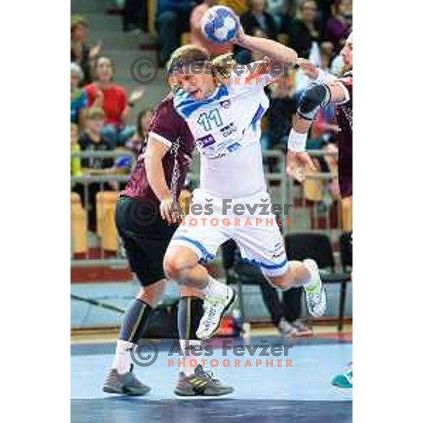 Jure Dolenc in action during handball match between Slovenia and Latvia, Round 1 of European Championship 2020 qualifier, played in Lukna, Maribor, Slovenia on October 24, 2018