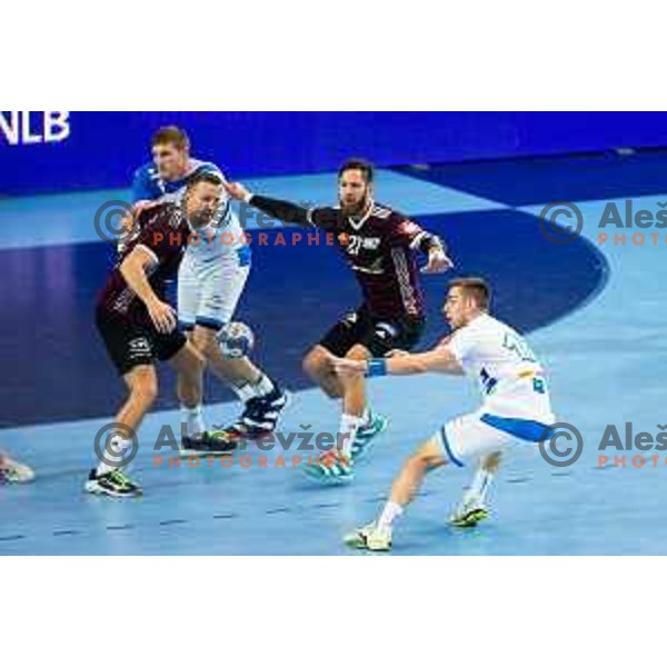 Nejc Cehte in action during handball match between Slovenia and Latvia, Round 1 of European Championship 2020 qualifier, played in Lukna, Maribor, Slovenia on October 24, 2018