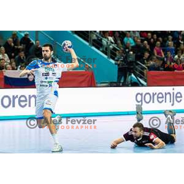 Mario Sostaric in action during handball match between Slovenia and Latvia, Round 1 of European Championship 2020 qualifier, played in Lukna, Maribor, Slovenia on October 24, 2018