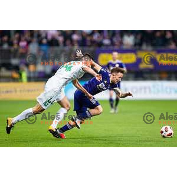 Dino Hotic in action during soccer match between Maribor and Olimpija, Round 14 of PLTS 2018/19, played in Ljudki vrt, Maribor, Slovenia on October 27, 2018