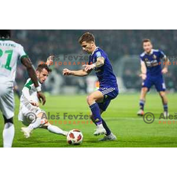 Luka Zahovic in action during soccer match between Maribor and Olimpija, Round 14 of PLTS 2018/19, played in Ljudki vrt, Maribor, Slovenia on October 27, 2018