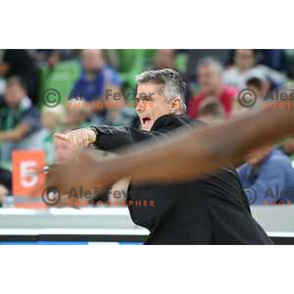 Zoran Martic, head coach of Petrol Olimpija in action during ABA league basketball match between Petrol Olimpija and Cibona in SRC Stozice, Ljubljana on October 27, 2018