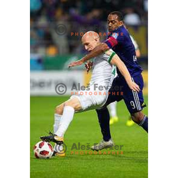 Tomislav Tomic in action during soccer match between Maribor and Olimpija, Round 14 of PLTS 2018/19, played in Ljudki vrt, Maribor, Slovenia on October 27, 2018