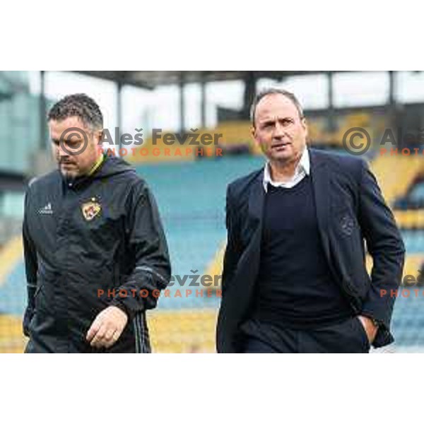 Sasa Gajser and Darko Milanic, head coach of Maribor during soccer match between Celje and Maribor, Round 15 of PLTS 2018/19, played in Arena Z’dezele, Celje, Slovenia on November 4, 2018