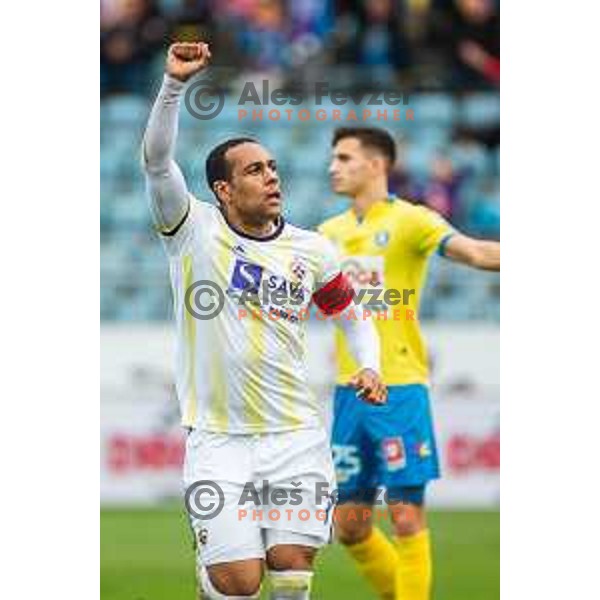 Marcos Tavares celebrating during soccer match between Celje and Maribor, Round 15 of PLTS 2018/19, played in Arena Z’dezele, Celje, Slovenia on November 4, 2018