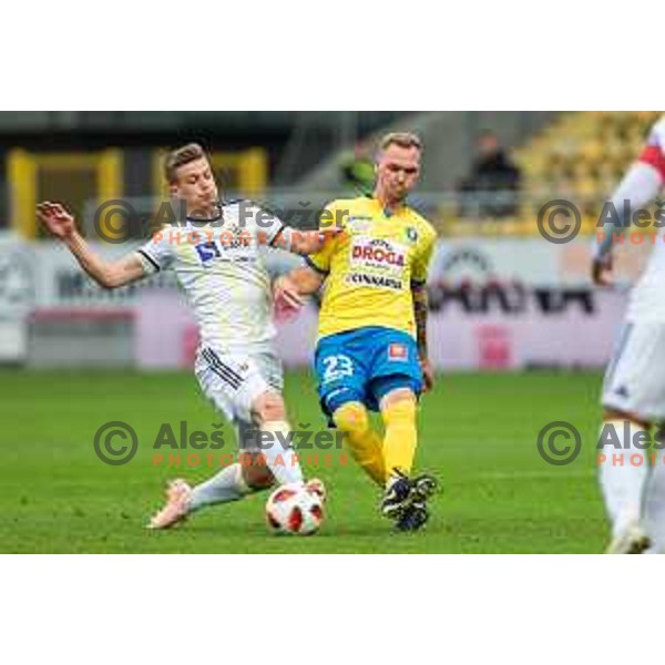 Aleks Pihler and Zan Benedicic in action during soccer match between Celje and Maribor, Round 15 of PLTS 2018/19, played in Arena Z’dezele, Celje, Slovenia on November 4, 2018