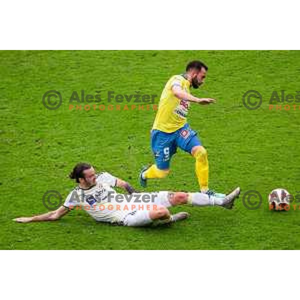 Denis Klinar and Mitja Lotric in action during soccer match between Celje and Maribor, Round 15 of PLTS 2018/19, played in Arena Z’dezele, Celje, Slovenia on November 4, 2018