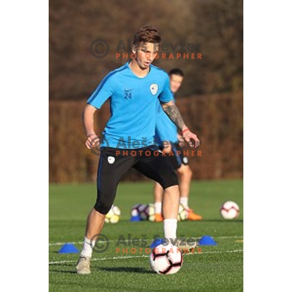 Luka Zahovic of Slovenia National Football team during practice session in NNC Brdo on November 12, 2018