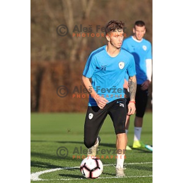 Luka Zahovic of Slovenia National Football team during practice session in NNC Brdo on November 12, 2018