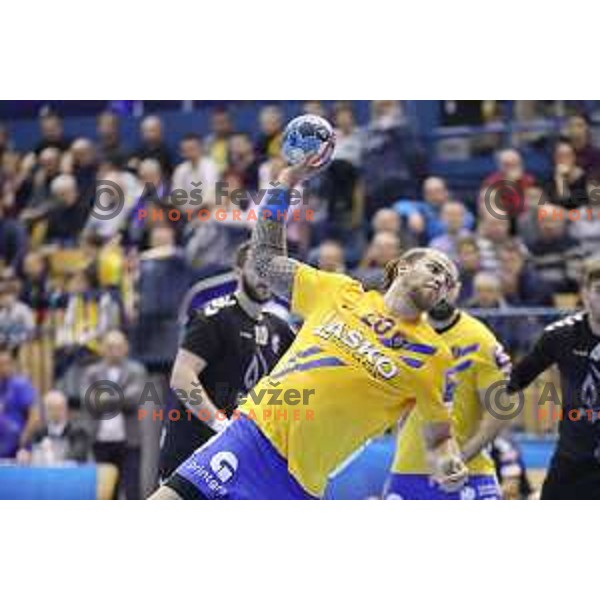 William Accambray in action during handball match between Celje Pivovarna Lasko (SLO) and Zagreb (CRO) in Velux EHF Champions League 2018/19, played in Zlatorog Arena, Celje, Slovenia on November 18, 2018