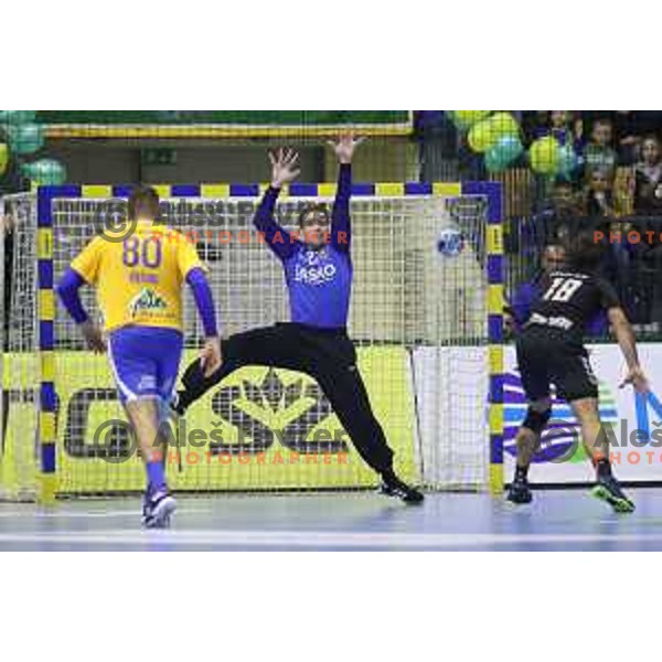 Klemen Ferlin in action during handball match between Celje Pivovarna Lasko (SLO) and Zagreb (CRO) in Velux EHF Champions League 2018/19, played in Zlatorog Arena, Celje, Slovenia on November 18, 2018