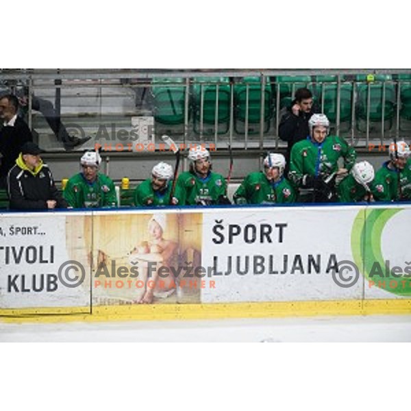 Olimpija in action during Alps league ice hockey match between HK SZ Olimpija and Jesenice , Tivoli hall, Ljubljana, Slovenia on November 25, 2018