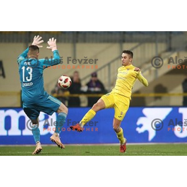 Kenan Piric and Matija Rom in action during Prva liga Telekom Slovenije 2018-2019 football match between Domzale in Maribor in Domzale Sport Park on December 1, 2018