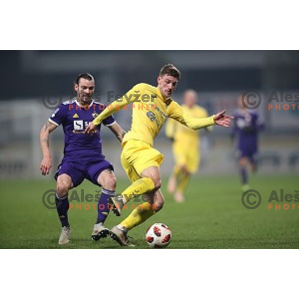 Matej Podlogar in action during Prva liga Telekom Slovenije 2018-2019 football match between Domzale in Maribor in Domzale Sport Park on December 1, 2018