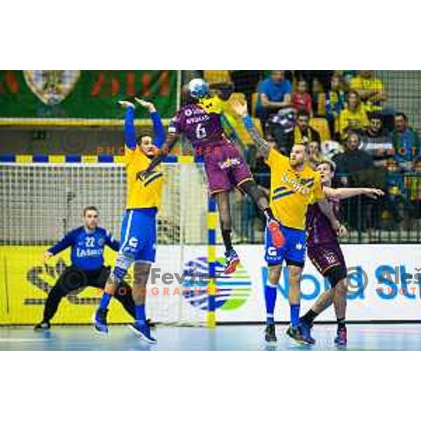 William Accambray in action during handball match between Celje PL and Nantes, Velux EHF Champions League 2018/19, played in Zlatorog Arena, Celje, Slovenia on December 2, 2018
