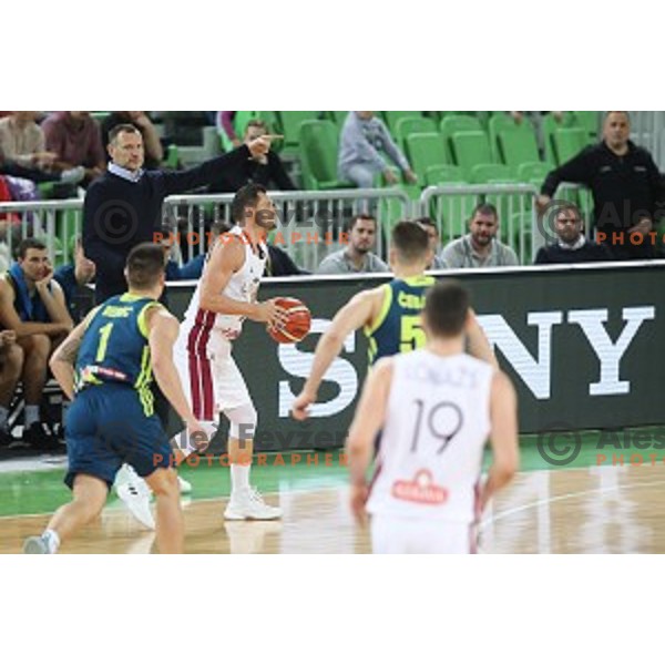 Rado Trufunovic watches Janis Blums in action during FIBA Basketball World Cup 2019 European Qualifiers between Slovenia and Latvia in SRC Stozice, Ljubljana, Slovenia on December 2, 2018