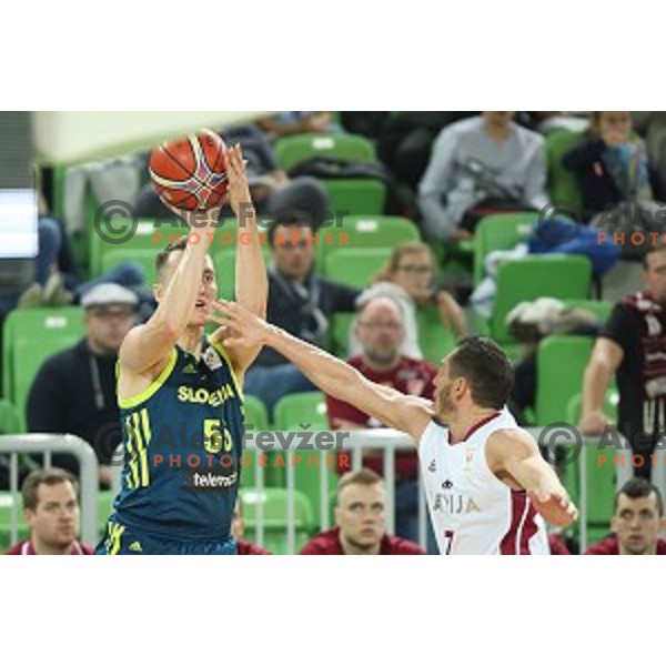 Jakob Cebasek of Slovenia in action during FIBA Basketball World Cup 2019 European Qualifiers between Slovenia and Latvia in SRC Stozice, Ljubljana, Slovenia on December 2, 2018