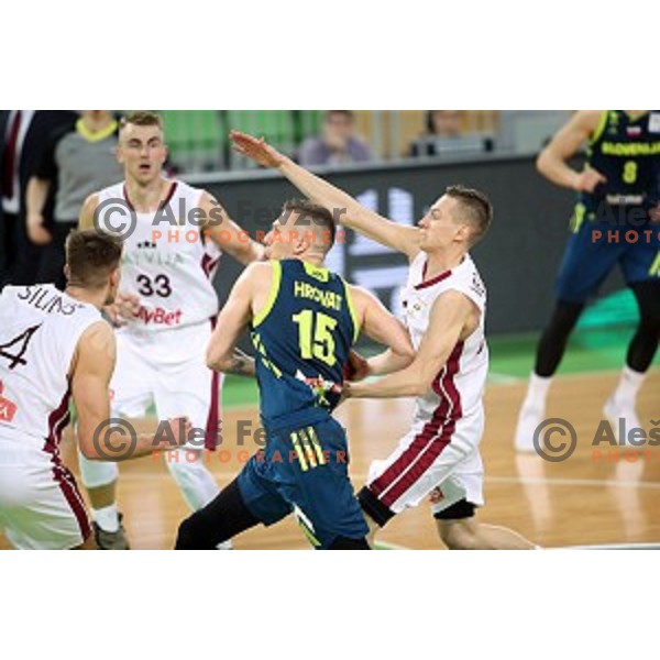 Gregor Hrovat of Slovenia in action during FIBA Basketball World Cup 2019 European Qualifiers between Slovenia and Latvia in SRC Stozice, Ljubljana, Slovenia on December 2, 2018