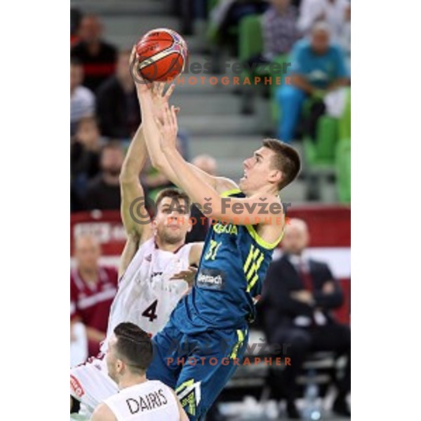 Vlatko Cancar of Slovenia in action during FIBA Basketball World Cup 2019 European Qualifiers between Slovenia and Latvia in SRC Stozice, Ljubljana, Slovenia on December 2, 2018
