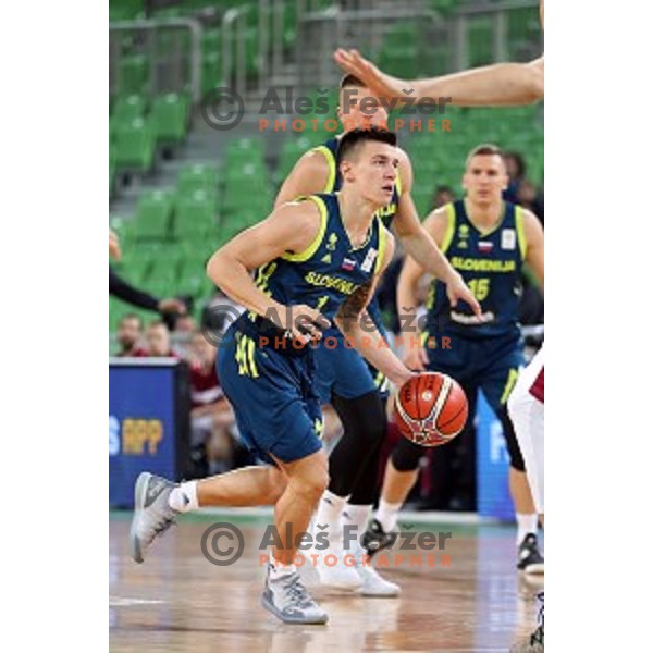Matic Rebec of Slovenia in action during FIBA Basketball World Cup 2019 European Qualifiers between Slovenia and Latvia in SRC Stozice, Ljubljana, Slovenia on December 2, 2018