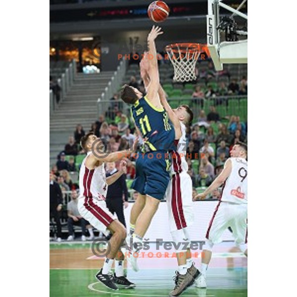 Jan Kosi of Slovenia in action during FIBA Basketball World Cup 2019 European Qualifiers between Slovenia and Latvia in SRC Stozice, Ljubljana, Slovenia on December 2, 2018