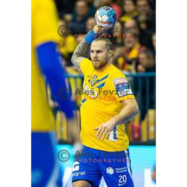 William Accambray in action during handball match between Celje PL and Nantes, Velux EHF Champions League 2018/19, played in Zlatorog Arena, Celje, Slovenia on December 2, 2018