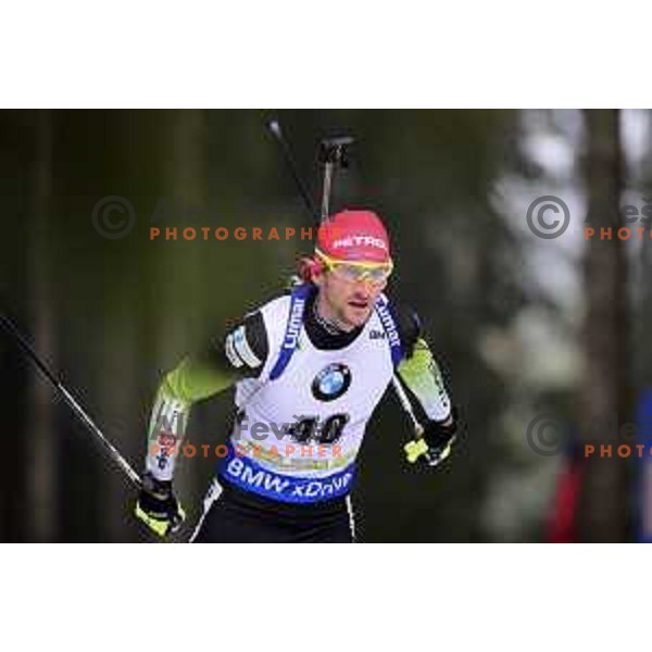 Jakov Fak (SLO) during Men\'s 20 km Individual at Pokljuka World Cup Biathlon race, Slovenia on December 6, 2018