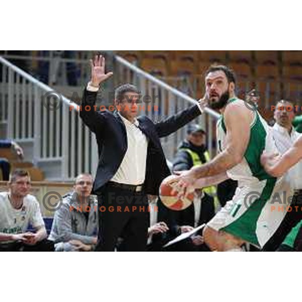 Sasa Nikitovic, head coach of Petrol Olimpija in action during ABA league basketball match between Petrol Olimpija and Krka in Tivoli Hall, Ljubljana on December 16, 2018