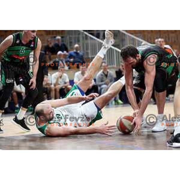 Jure Lalic and Mirza Begic of Petrol Olimpija in action during ABA league basketball match between Petrol Olimpija and Krka in Tivoli Hall, Ljubljana on December 16, 2018