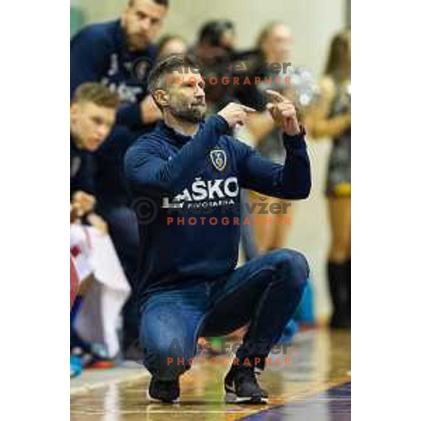Tomaz Ocvirk, head coach of Celje PL in action during handball match between Celje PL and Nantes, Velux EHF Champions League 2018/19, played in Zlatorog Arena, Celje, Slovenia on December 2, 2018