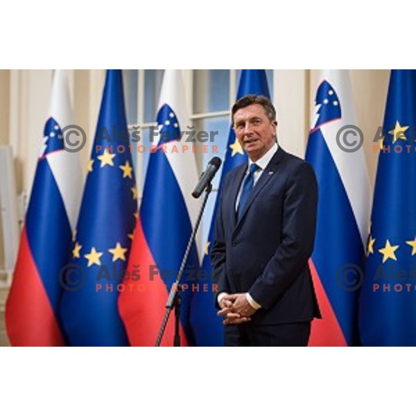 Borut Pahor during Reception for the best Slovenian sportsmen and sportswoman in the year 2018 held by the president of Slovenia and minister of Education, Science and Sport in Ljubljana on December 19,2018