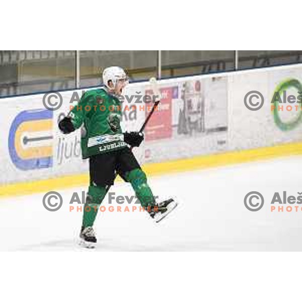 Miha Zajc in action during Alps league ice hockey match between HK SZ Olimpija and SIJ Acroni Jesenice in Tivoli hall, Ljubljana, Slovenia on December 22, 2018