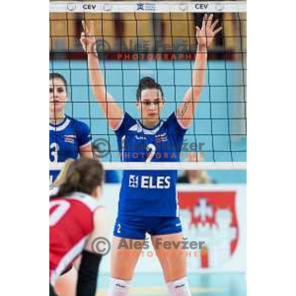 Tina Grudina of team Slovenia in action during 2019 Women European Championship qualifier volleyball match between Slovenia and Iceland, played in Lukna, Maribor, Slovenia on January 5, 2019