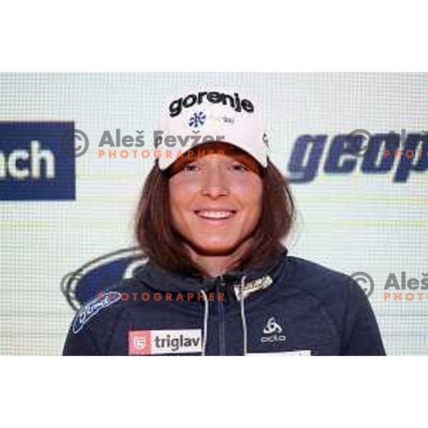 Eva Urevc at press conference of Slovenia Ski Nordic Team in Triglav Lab, Ljubljana, Slovenia on January 8, 2019