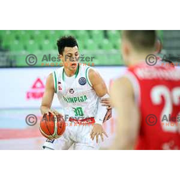 Issuf Sanon of Petrol Olimpija in action during FIBA Champions League basketball match between Petrol Olimpija and Filou Oostende in Stozice Hall, Ljubljana on January 16, 2019