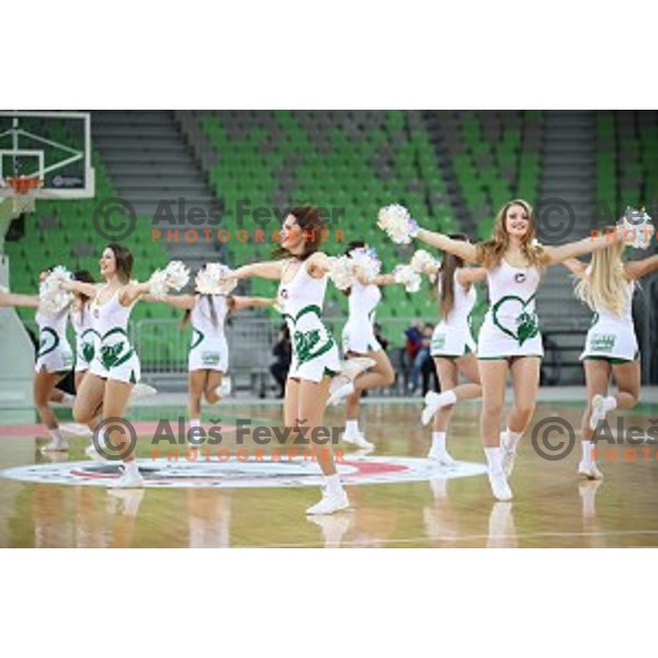 Green Ladies of Petrol Olimpija in action during FIBA Champions League basketball match between Petrol Olimpija and Filou Oostende in Stozice Hall, Ljubljana on January 16, 2019