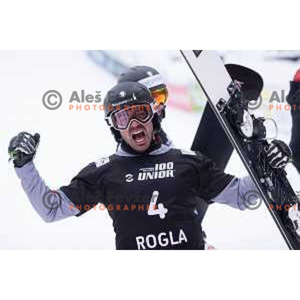 action during FIS World Cup Snowboard Parallel Giant Slalom at Rogla, Slovenia on January 19, 2019
