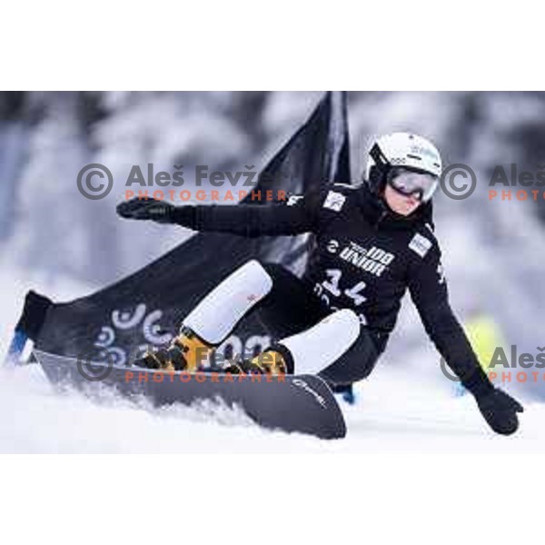 Gloria Kotnik in action during FIS World Cup Snowboard Parallel Giant Slalom at Rogla, Slovenia on January 19, 2019