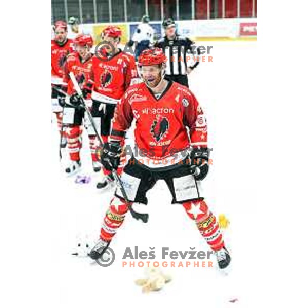 Andrej Tavzelj of Acroni Jesenice in action during Alps League ice-hockey match between Acroni Jesenice and Zeller in Podmezakla Hall, Jesenice, Slovenia on January 26, 2019