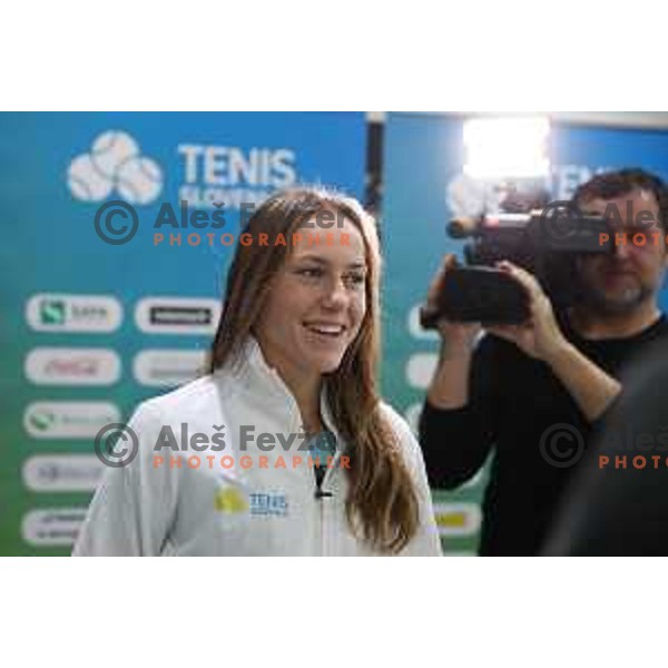 Kaja Juvan, member of Slovenia FED Cup tennis team during press conference in Ljubljana on January 31, 2019