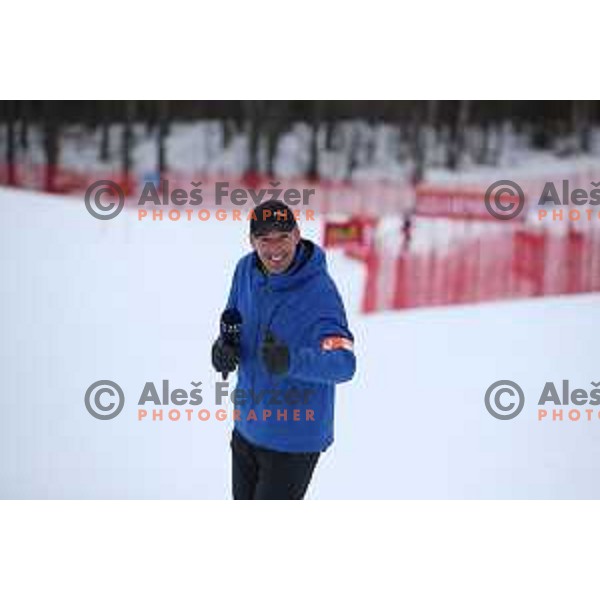 Matjaz Vrhovnik at Course inspection before AUDI FIS World Cup Giant Slalom for 55. Golden Fox Zlata Lisica in Maribor, Slovenia on February 1, 2019