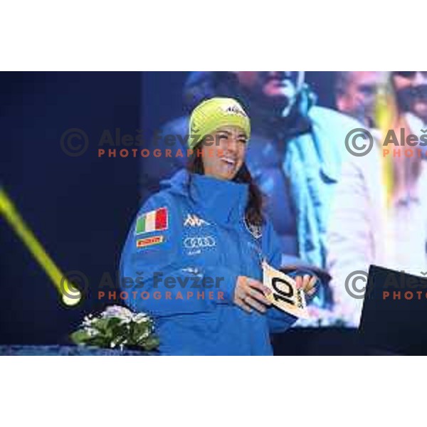 Irene Curtoni (ITA) at Official draw of starting numbers for AUDI FIS World Cup Slalom for 55. Golden Fox Zlata Lisica in Maribor, Slovenia on February 2, 2019