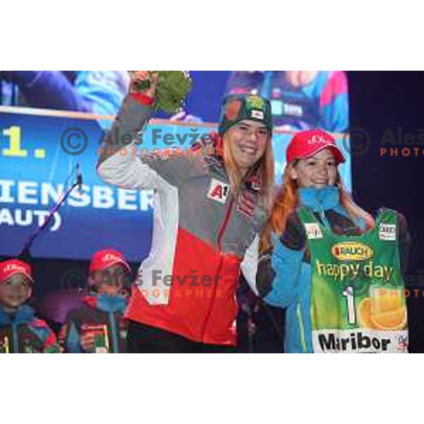 Katharina Liensberger (AUT) at Official draw of starting numbers for AUDI FIS World Cup Slalom for 55. Golden Fox Zlata Lisica in Maribor, Slovenia on February 2, 2019