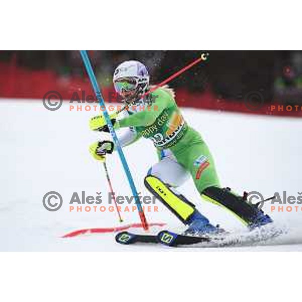 Ana Bucik skiing in the first run of AUDI FIS World Cup Slalom for 55. Golden Fox Zlata Lisica in Maribor, Slovenia on February 2, 2019