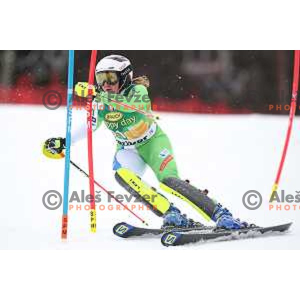 Marusa Ferk skiing in the first run of AUDI FIS World Cup Slalom for 55. Golden Fox Zlata Lisica in Maribor, Slovenia on February 2, 2019