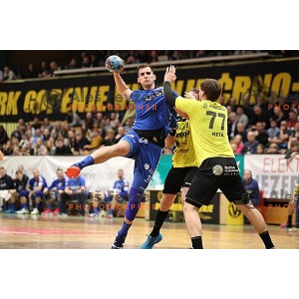 action during 1.NLB leasing League handball match between Gorenje Velenje and Celje Pivovarna Lasko in Velenje, Slovenia on February 2, 2019